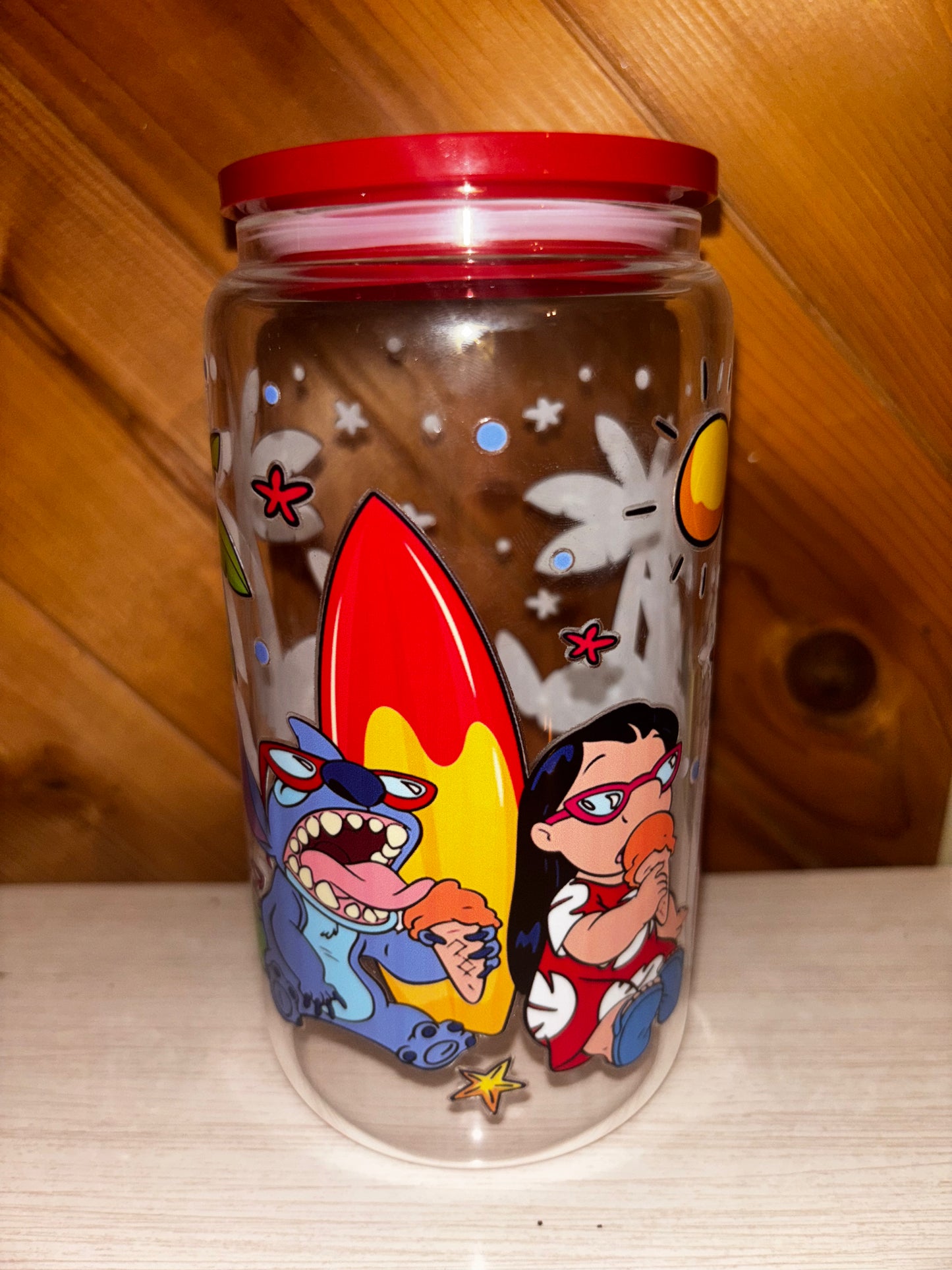 Beach 16 oz glass cup