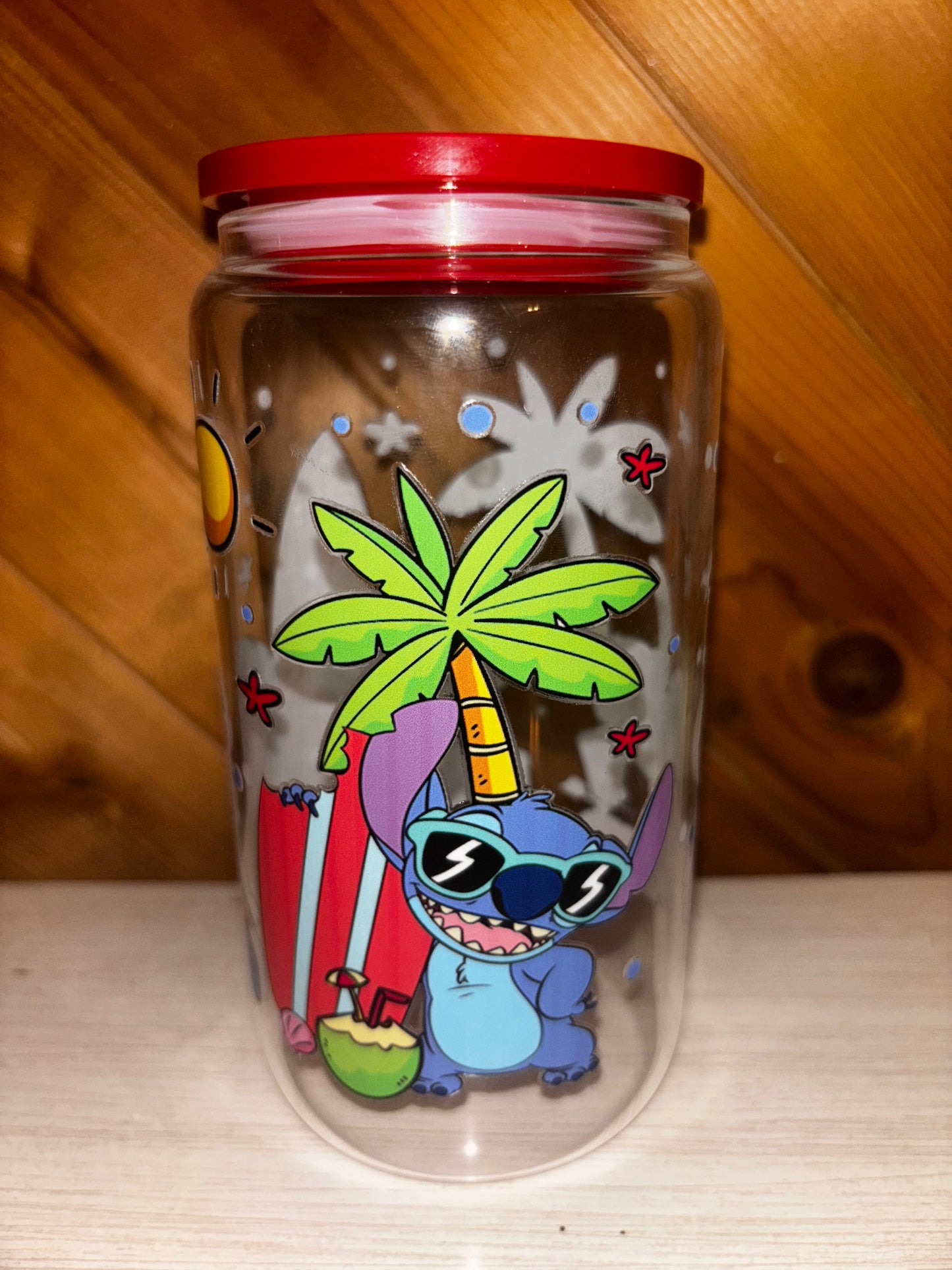 Beach 16 oz glass cup