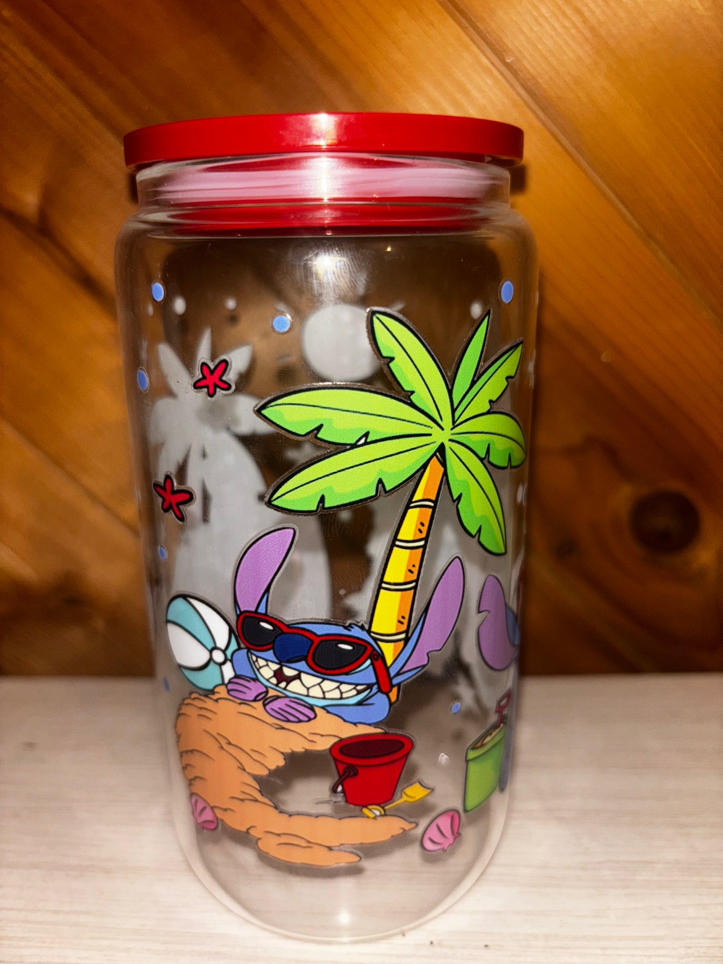 Beach 16 oz glass cup