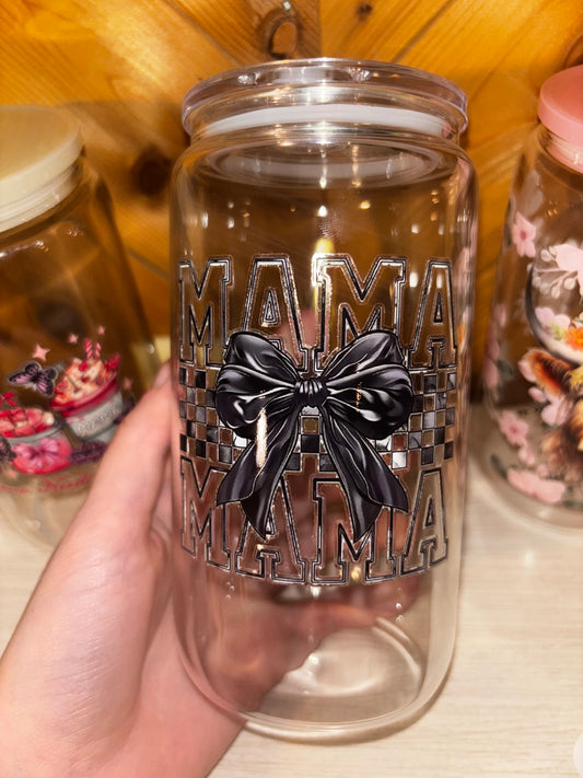 Black mama 16 oz glass cup