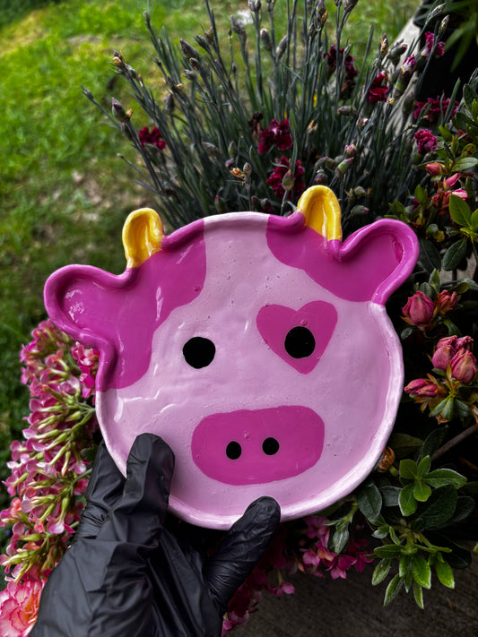 Pink cow tray