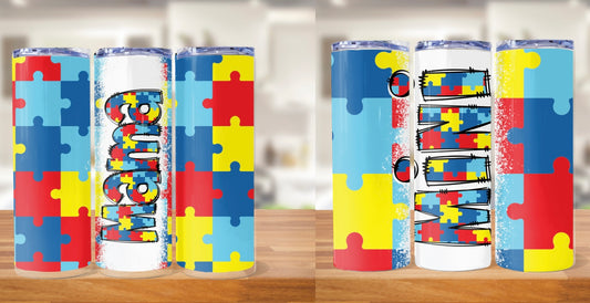 Mama and mini set of 2 tumblers autism awareness