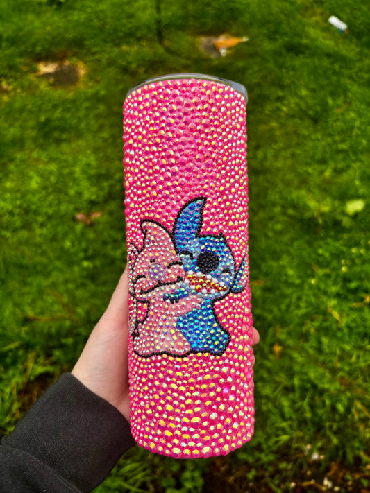 20 oz pink rhinestone tumbler