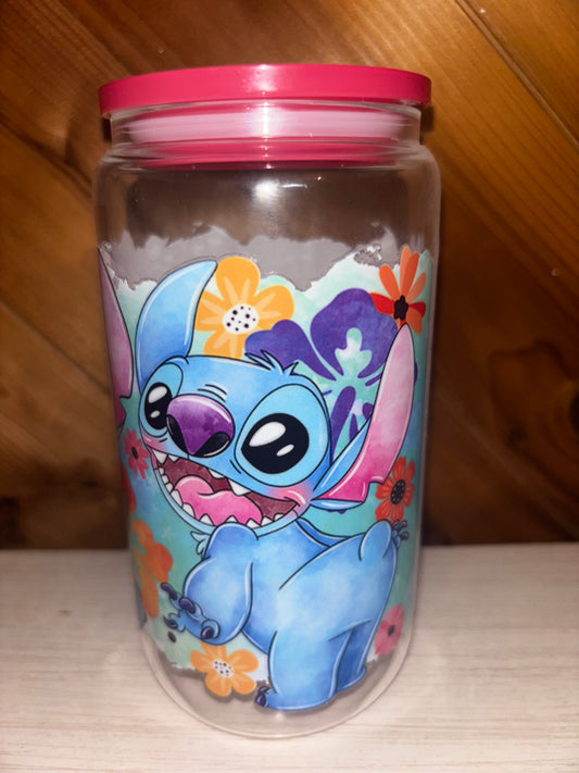 16 oz watercolor glass cup